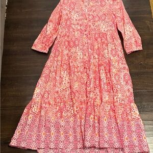 Zara Pink and Orange Midi Dress